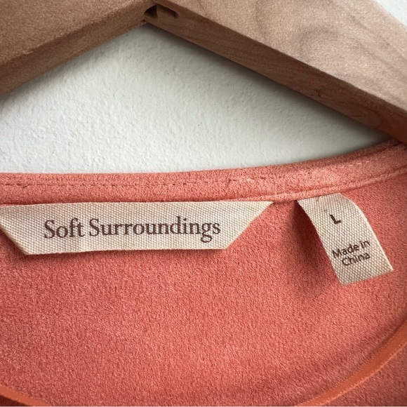 Soft Surroundings Shape Drape Faux Suede Jacket Western Orange Large Lagenlook - Picture 5 of 10